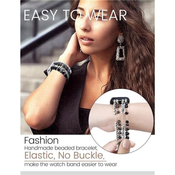 Beaded Bracelet Compatible with Apple Watch Band 40mm 38mm 41mm Series - Picture 5 of 7